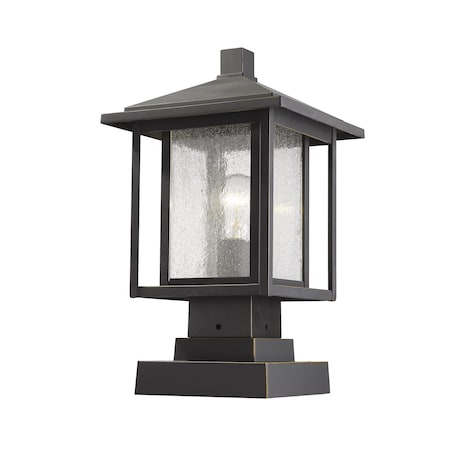 Z-Lite Aspen 1 Light Outdoor Pier Mounted Fixture, Oil Rubbed Bronze And Clear Seedy 554PHMS-SQPM-ORB